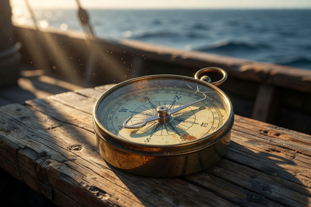 Compass representing strategic direction in choosing hook templates