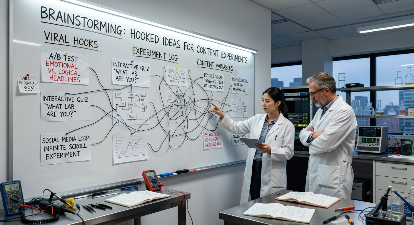 Content lab ideas visual showing platform hook brainstorming and research in action