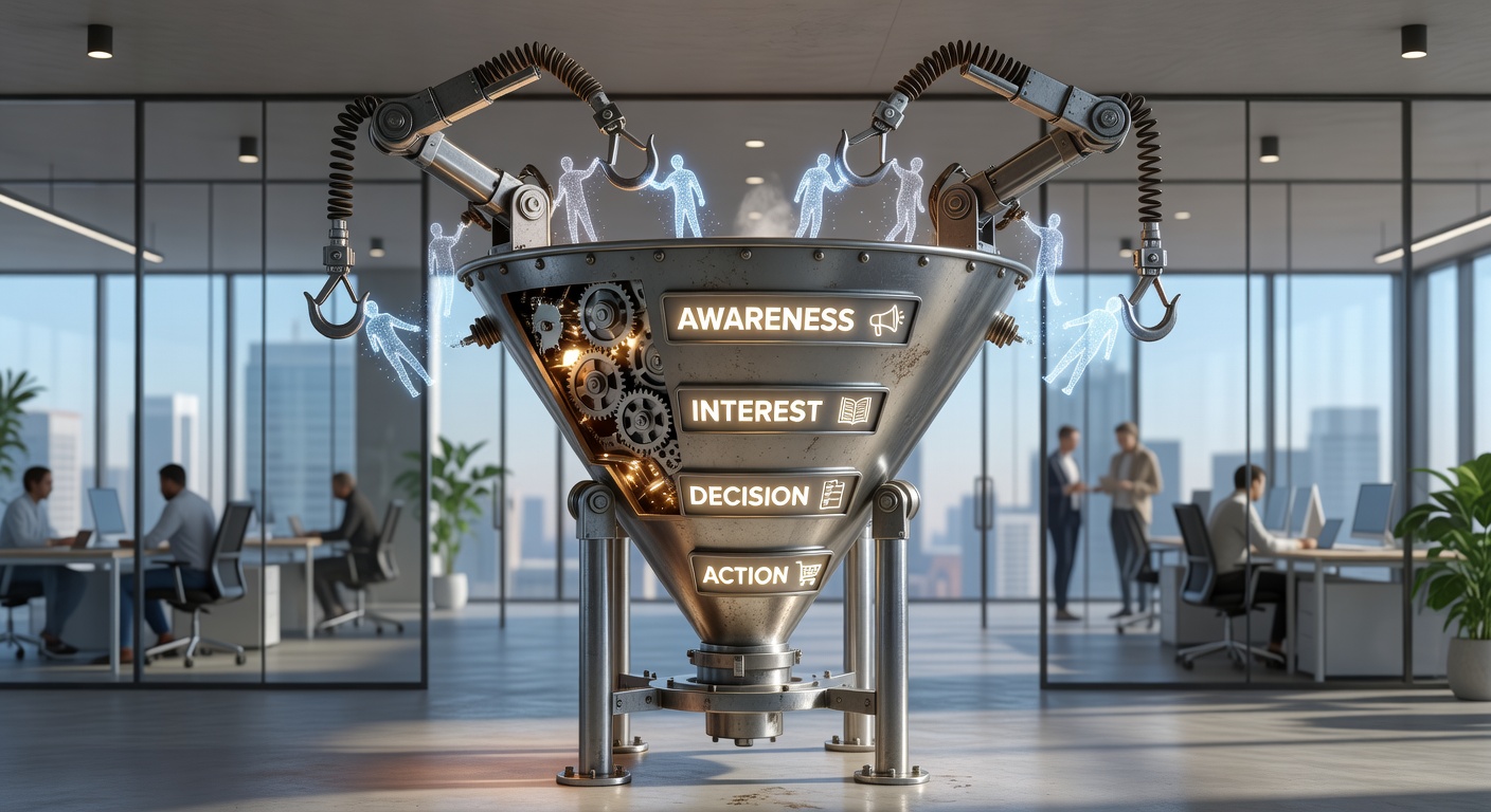 Content marketing funnel diagram illustrating how hook testing improves conversion at each stage